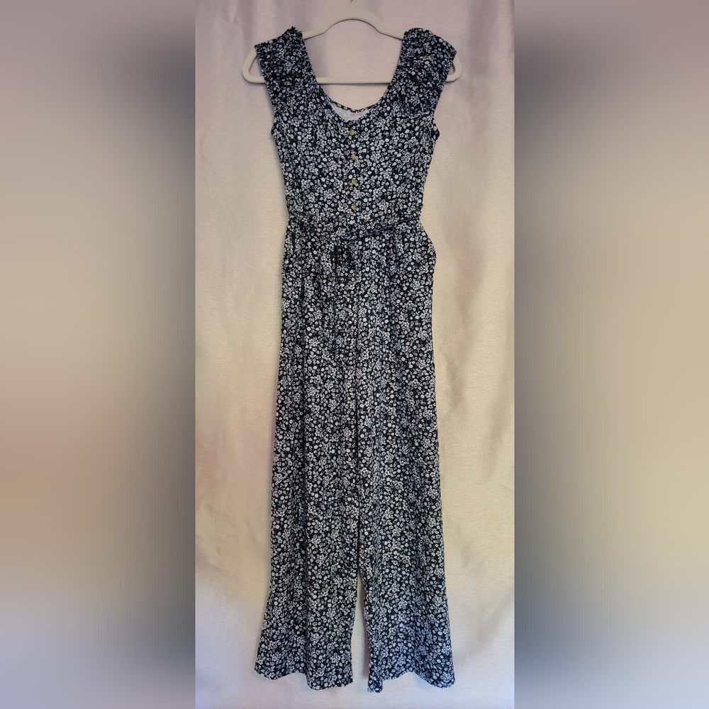 Floral Blue and White Jumpsuit